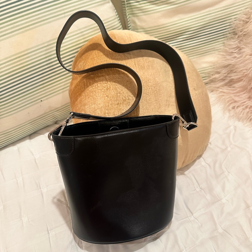 Black Leather Theory Bucket Bag